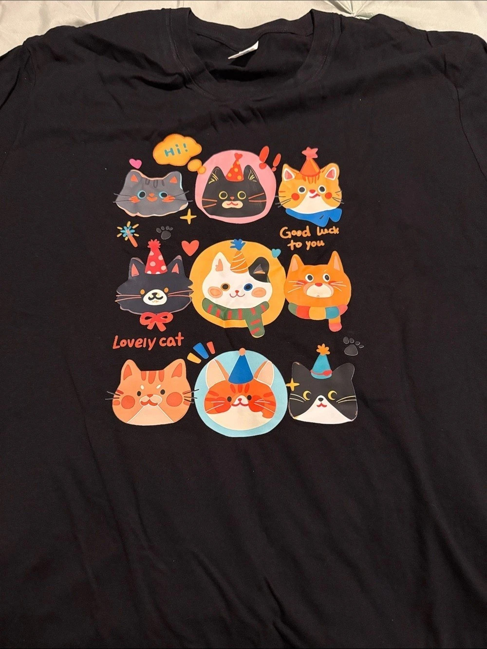 Cat Graphic Tee Size 3XL Black Like New